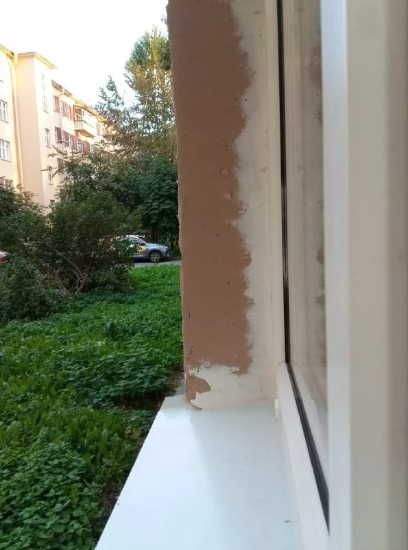 Наружный откос после монтажа