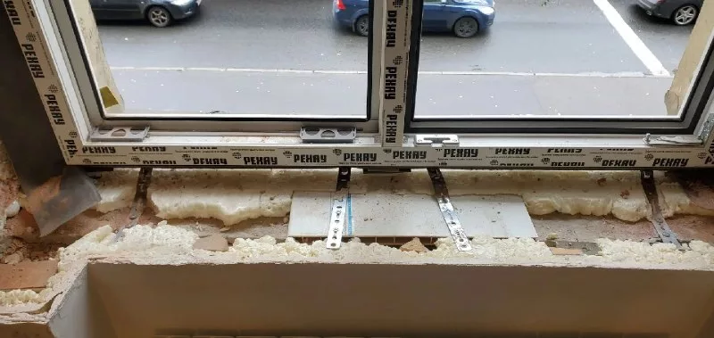 Низ окна до установки подоконника